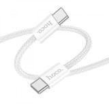 Hoco (X104) Cablu Date si Incarcare, USB-C, PD60W, QC3.0, Brodat, 2m, Alb