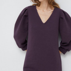 Sisley rochie culoarea violet, mini, drept