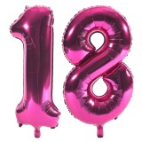 Balon Folie Aniversare Majorat 18 Roz 100cm Ropet - Baloane Cifra 18, Decor Petrecere, Baloane Aniversare, Roz, 1 Metru