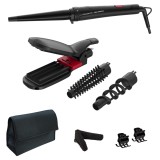 Aparat de coafat 9 in 1 Rowenta x Karl Lagerfeld Infinite Looks CF422LF0, 48 W, temperatura maxima 190 &deg;C, 9 accesorii, invelis ceramic, cablu rotativ