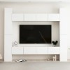 Set dulapuri TV, 8 piese, alb, lemn prelucrat