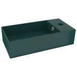 Cumpara ieftin Chiuveta de baie cu preaplin, verde inchis, ceramica
