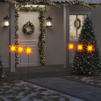 vidaXL Lumini de Crăciun cu v&amp;acirc;rfuri LED 3 buc. galben 35 cm pliabil foto