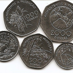 Sao Tome & Principe Set 5 - 100, 250, 500, 1000, 2000 Dobras 1997 - V18, UNC !!!
