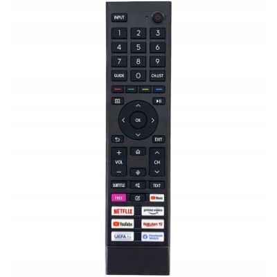 Telecomanda pentru Smart TV Hisense ERF3B80H, x-remote, Netflix, YouTube Music, Prime Video, Rakuten TV, UEFA TV, Facebook Watch, Negru foto