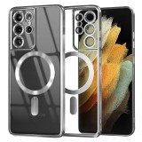 Husa premium Samsung Galaxy S21 Ultra 5G Techsuit Luxury Crystal MagSafe, argintiu
