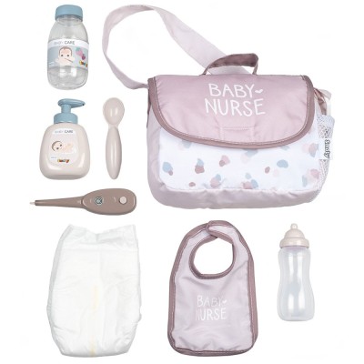 Gentuta de infasat pentru papusa Smoby Baby Nurse Changing Bag crem cu accesorii foto