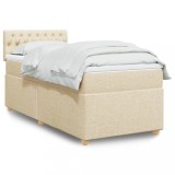 Cumpara ieftin Pat box spring cu saltea, crem, 100x200 cm, textil