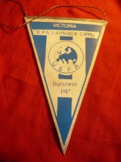 Fanion la Meciul Victoria Bucuresti -EPA Larnaca Cipru -Cupa UEFA 1987 Bucuresti foto