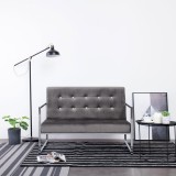 vidaXL Canapea cu 2 locuri și cotiere, gri &icirc;nchis, crom și catifea 282273