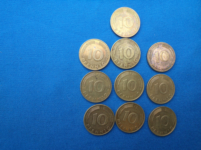 LOT 10 BUCATI 10 PFENNIG -RFG ANII 90 DIFERITE LITERE