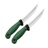 Cumpara ieftin Set doua cuțite pentru filetat DEPOX&reg;, lamă curbată din oțel inoxidabil cu alveole, m&acirc;ner ergonomic, 29 cm, verde