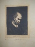 Gravura Rudnay Gyula-Oereg magyar ember,37x29,3cm, 1923, Portrete, Carbune, Realism