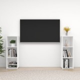 Cumpara ieftin Dulapuri TV 2 buc alb extralucios, 107x35x37 cm, lemn prelucrat