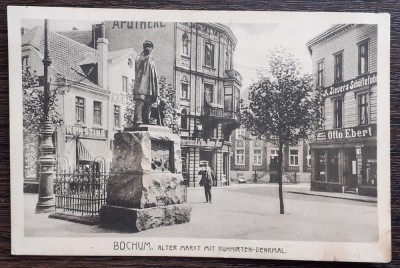 (211) CARTE POSTALA GERMANIA - BOCHUM - VECHEA PIATA CU STATUIA - 1913 foto