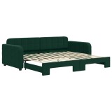Cumpara ieftin Pat de zi cu extensie, verde inchis, 90x200 cm, catifea