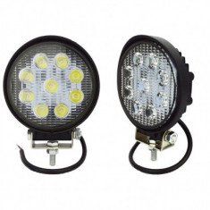 Set 2 x Proiector LED Auto Offroad 27W12V-24V, 1980 Lumeni Rotund