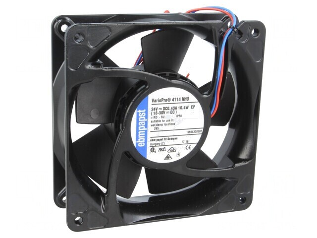 Ventilator axial DC 24V 119x119x38mm 235,2m3/h 57dBA IP68