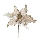 Floare Decorativă Crăciun, Cu Tulpină Scurtă, Polyester, Nude, Auriu, 31 cm, Oem