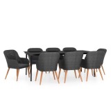 Cumpara ieftin Set mobilier de gradina cu perne, 9 piese, negru