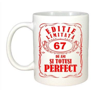 Cana alba personalizata, Editie Limitata 67 ani, INOVATIX&amp;reg;. 330ml foto