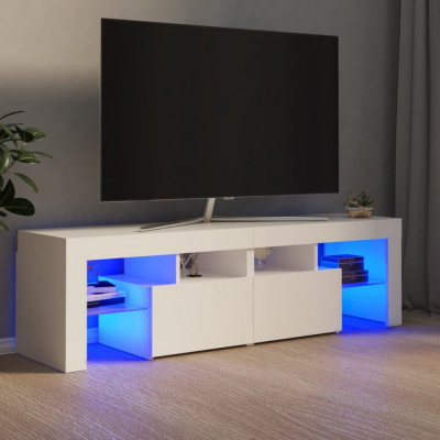 Comoda TV cu lumini LED, alb, 140x36,5x40 cm foto