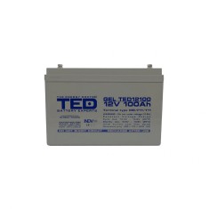 Acumulator 12V GEL Deep Cycle Solar, Dimensiuni 330 x 173 x 212 mm, Baterie 12V 100Ah M8, TED Electric TED004147