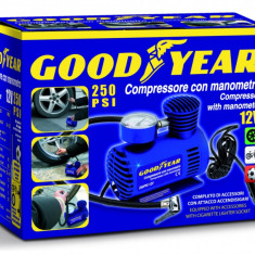 Goodyear Compressor Portabil Pentru Umflare Anvelope Cu Manometru + 3 Duze &quot;Strong&quot; 12 Atm 250Psi GDY0003