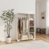 Dulap de haine deschis Nesbyen alb cu bara si 4 rafturi