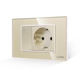 Cumpara ieftin Intrerupator Simplu + Priza cu Rama din Sticla LUXION, Standard Italian, 3M SmartElectro IntelligentHouse