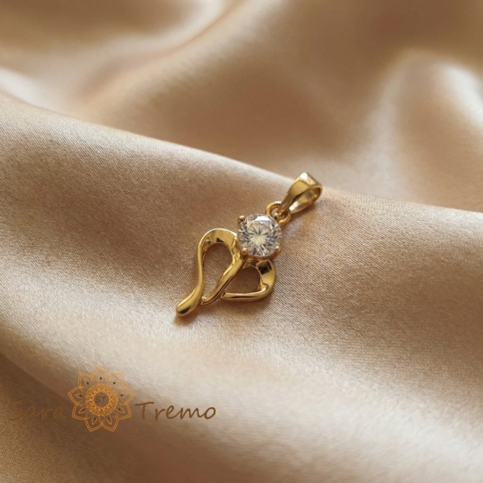 Pandantiv Inima Stralucitoare , Pandantiv placat cu aur 14K cu zirconia alba