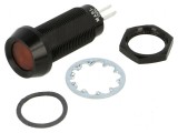 Lampă LED plată roşie 12VDC &Oslash;12,7mm IP67