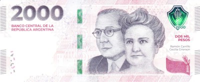 Bancnota Argentina 2.000 Pesos (2023) - PNew UNC ( versiunea 2 - serie E ) foto