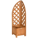 Outsunny Jardiniere cu spalier de colț, orificiu de drenaj, rezistent la intemperii, lemn natural, maro, 32 x 32 x 108 cm | Aosom Romania