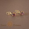Cercei Placati cu Aur, Model Clasic cu Cristal Zirconia Mov Fatetat, SaraTremo
