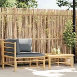 VidaXL Set mobilier de grădină, 2 piese, perne gri &icirc;nchis, bambus 313152