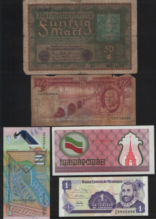 Set 5 bancnote de prin lume adunate (cele din imagini) #115