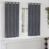 Draperii opace cu ocheți, 2 buc., gri deschis, catifea