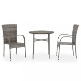 Cumpara ieftin Set mobilier de gradina, 3 piese, gri, poliratan