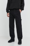 HUGO Blue pantaloni de bumbac culoarea negru, drept 50510597