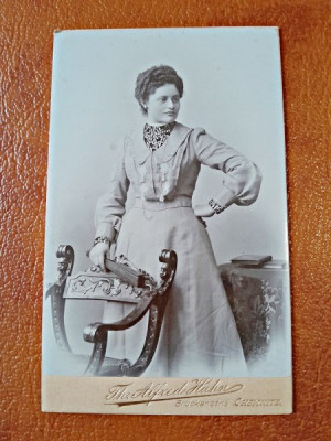 Fotografie pe carton, femeie, cca 1900 foto