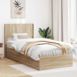 vidaXL Cadru de pat cu depozitare și tăblie Stejar Sonoma 100 x 200 cm 3414501