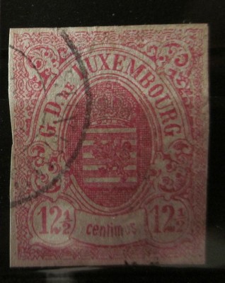 Luxembourg 1859 Definitives Coat of arms 12 1/2C rosa Yv.7 Mi.7 used AM.269 foto