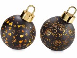 Set 4 globuri Craciun sticla neagra aurie 14.5x16 cm