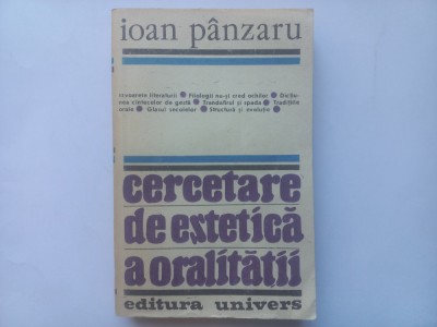 IOAN PANZARU- CERCETARE DE ESTETICA A ORALITATII. ESEU DESPRE CANTECELE DE GESTA foto