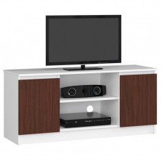 Comoda pentru TV, placa laminata, 6 rafturi, alb si wenge, 120x40x55 cm