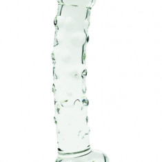 Dildo Ribbed, Sticla Premium, Transparent, 17 cm, Passion Labs, Glass Series