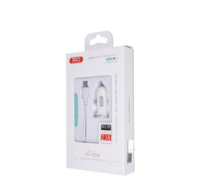 Incarcator Auto, Dual USB 2.1A, Cablu USB-C 1m inclus, Alb foto