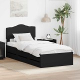 Cumpara ieftin Cadru de pat cu sertar Negru 100 x 200 cm Lemn Ingineresc