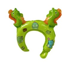 Balon din folie metalizata, flippy, tip coronita cu urechi, model dinozauri, ambalaj individual, pai inclus, umflare cu aer sau heliu, 29 x 26.5 cm, v
